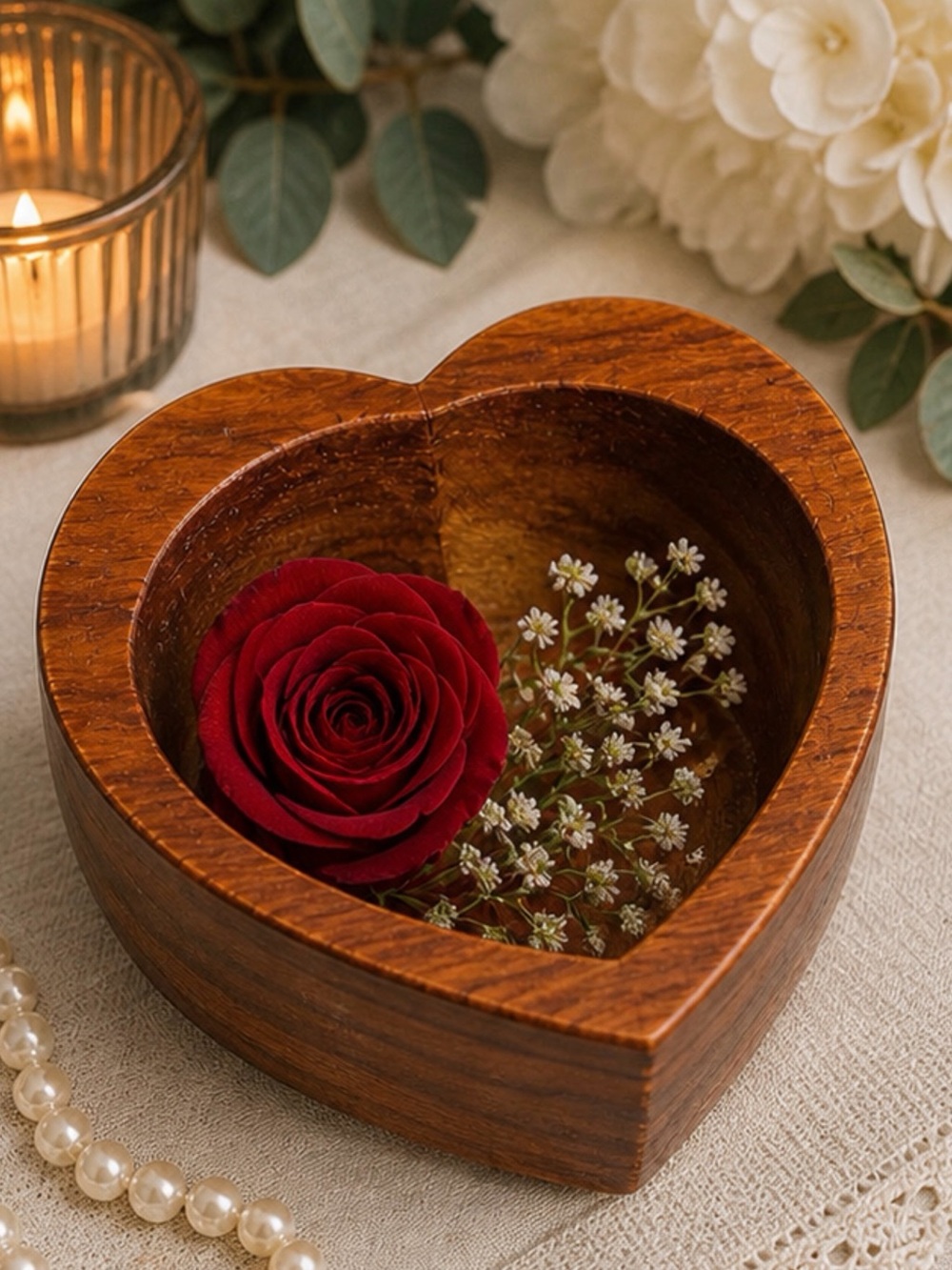 Hand Carved Wooden Heart Bowl Rustic Romantic Decor Jewelry Dish Gift